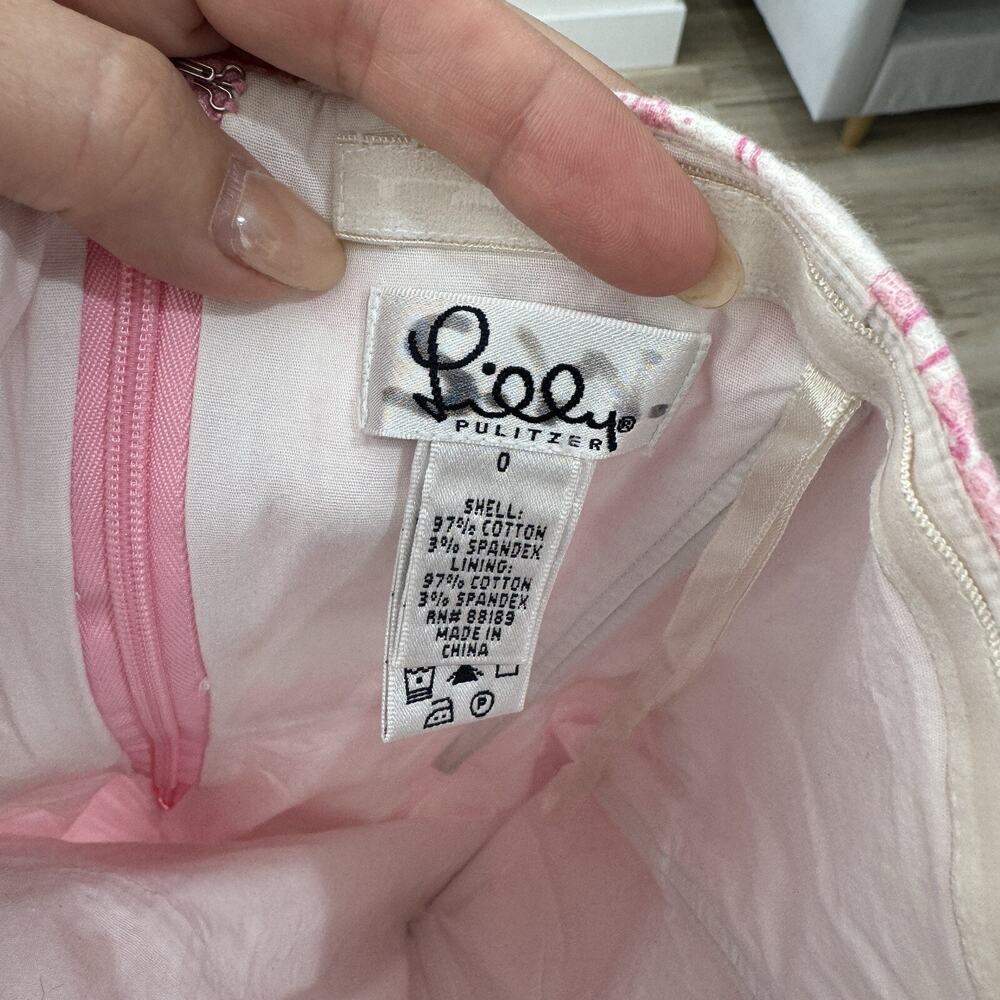 vintage lilly pulitzer Pink Rhino Print Strapless Dress Size 0 - Picture 3 of 7
